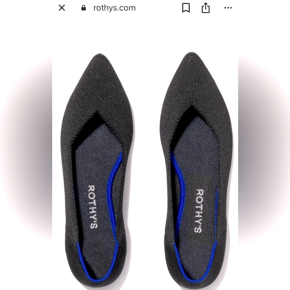 Rothy's Elegant Black Flats with Blue Detail